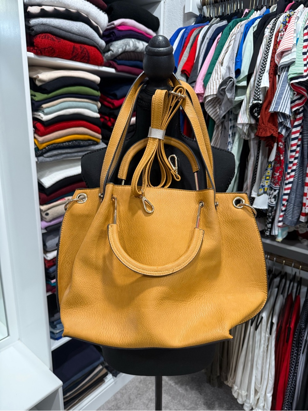 Women’s Mustard Yellow Faux  Leather Tote Bag